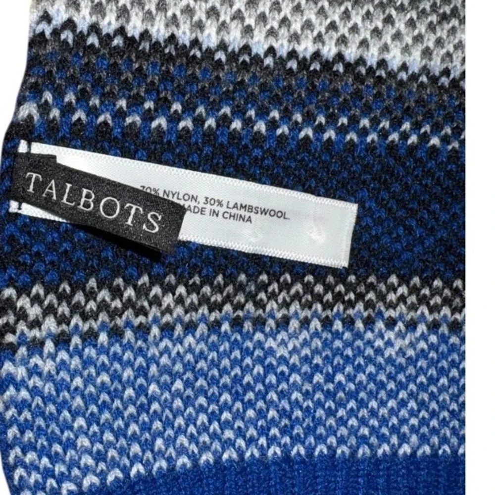 Talbots Blue Fair‎ Isle Lambswool Blend Scarf Winter Knit Accessories